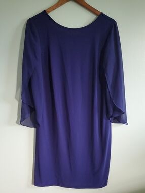 Women's Long-Sleeve Purple Chiffon Sleeve Shift Dress